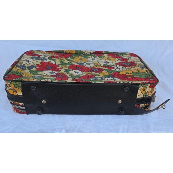 Vintage K-Mart Luggage Travel Bag Suitcase 17" x 11" x 4" Front Pocket Floral - Picture 3 of 11